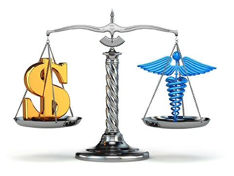 Justice scale, healthcare, cost